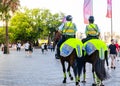 New South wales police riding on their horses.